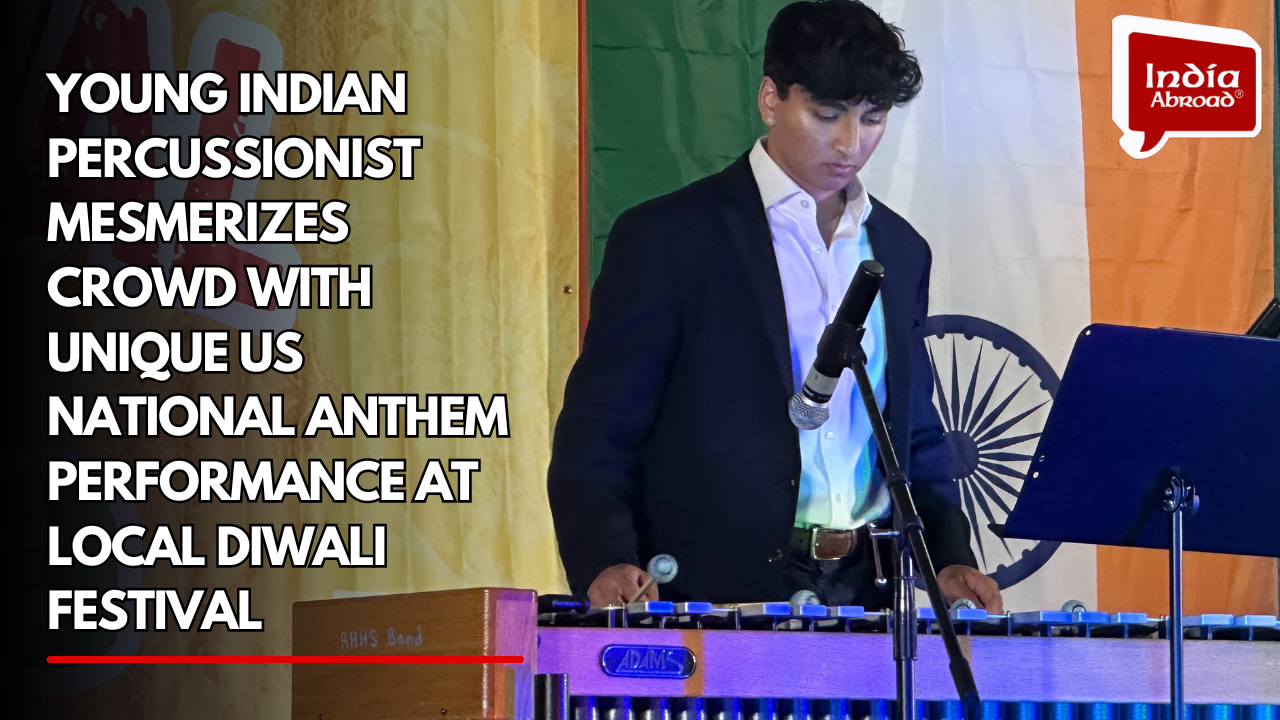 Indian American percussionist delivers unique US National Anthem performance at Diwali Festival