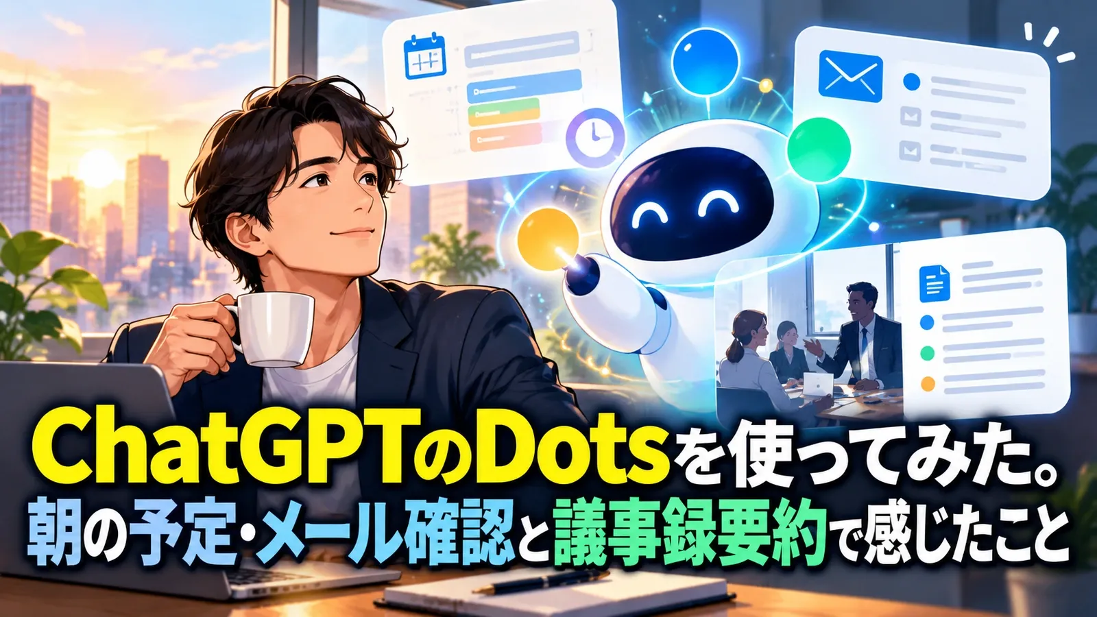 ChatGPTのDotsを使ってみた。朝の予定・メール確認と議事録要約で感じたこと