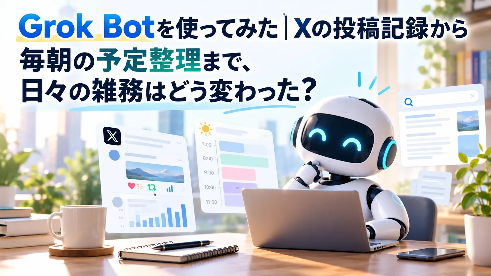 Grok Botを使ってみた|Xの投稿記録から毎朝の予定整理まで、日々の雑務はどう変わった?