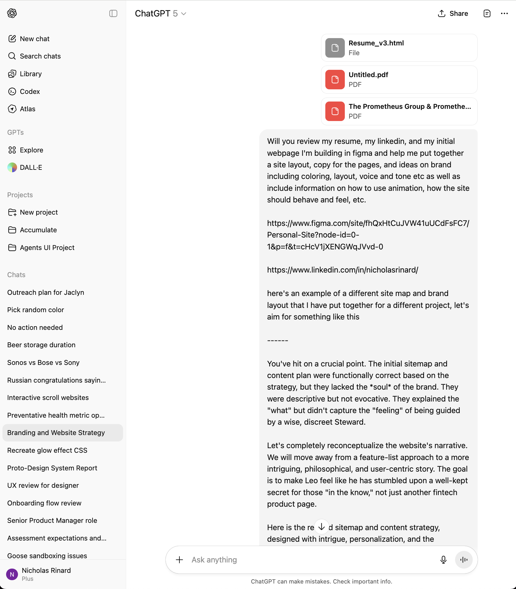 ChatGPT to build my site