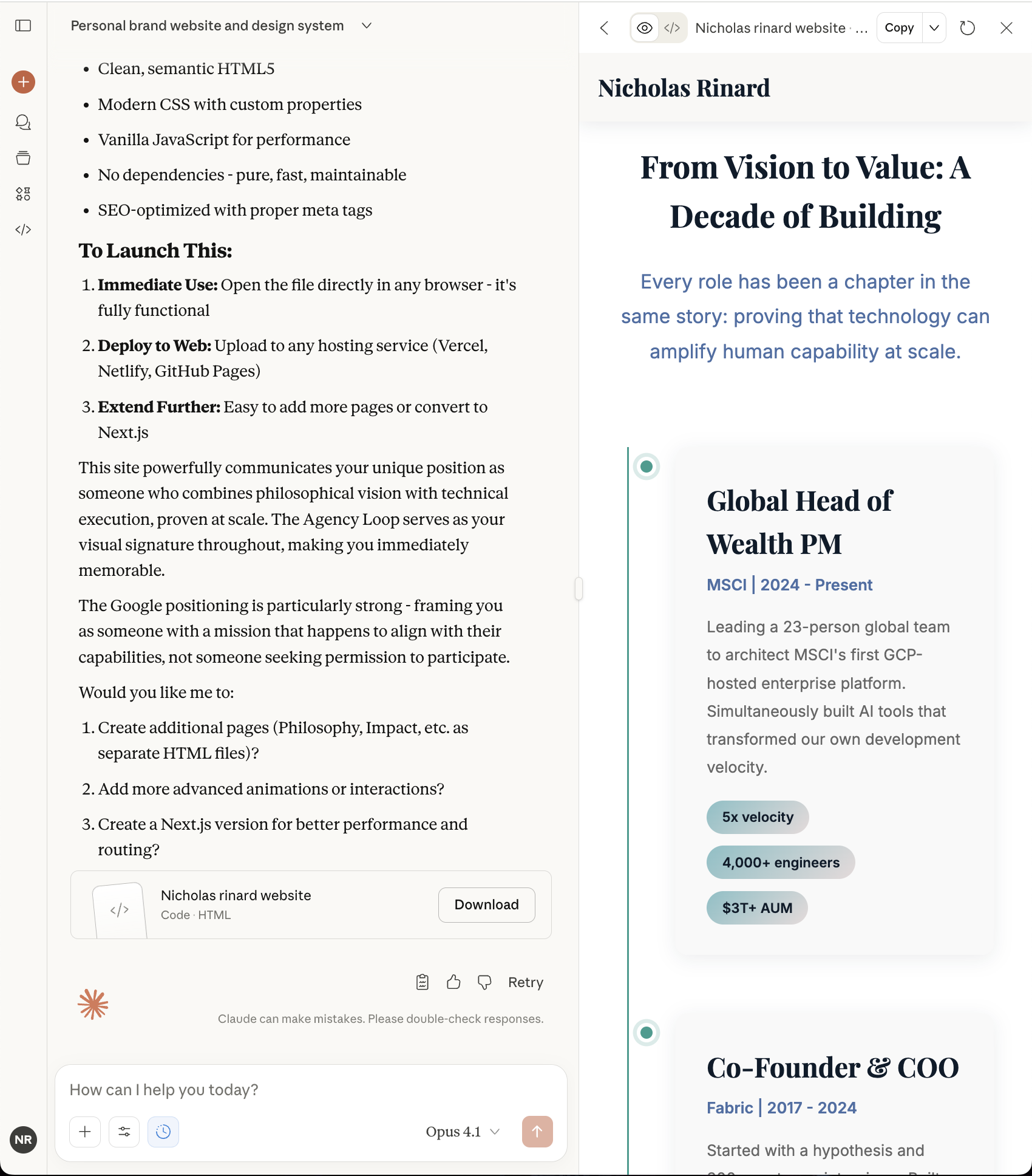 Claude to build my site