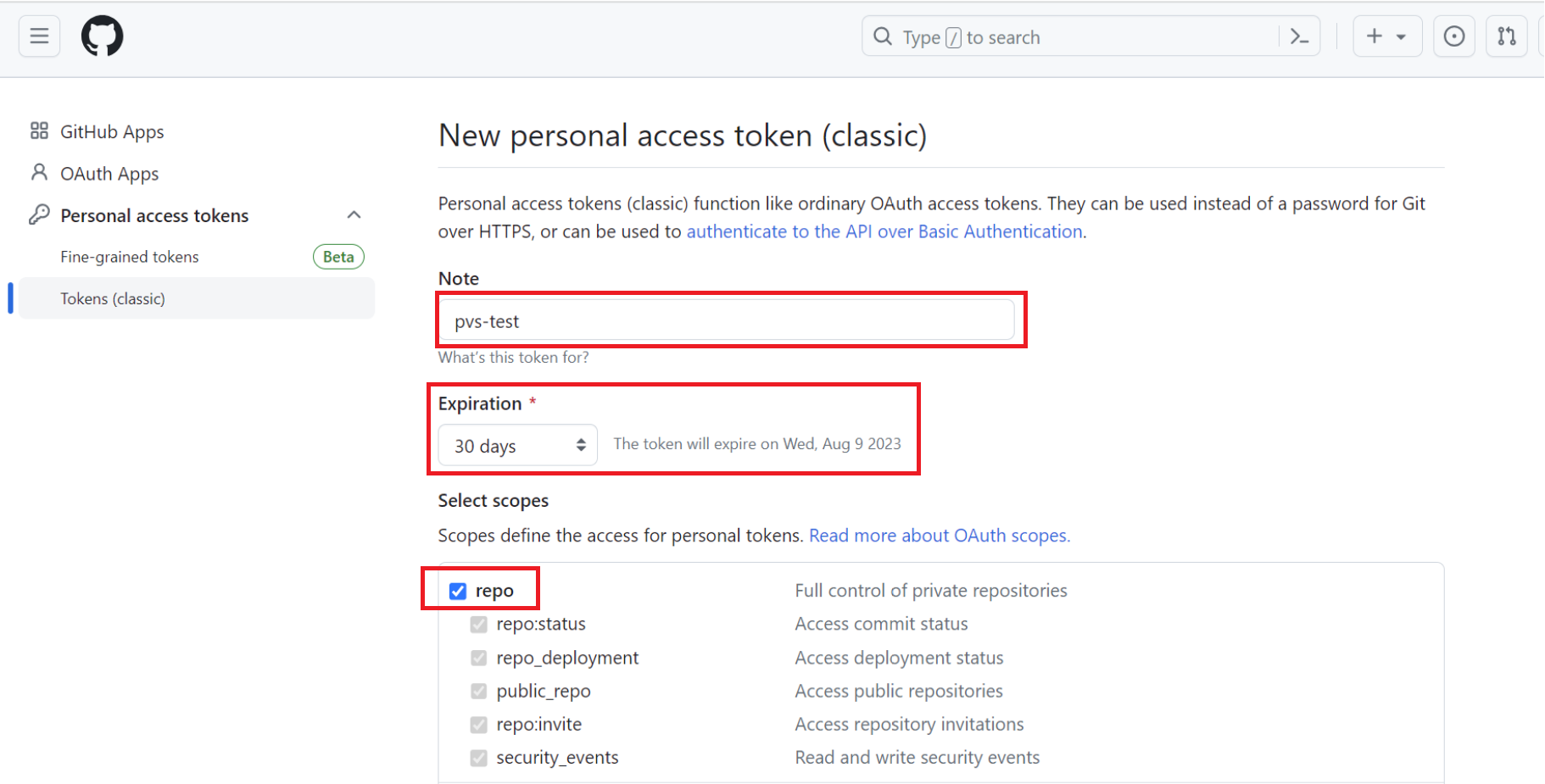Generate token