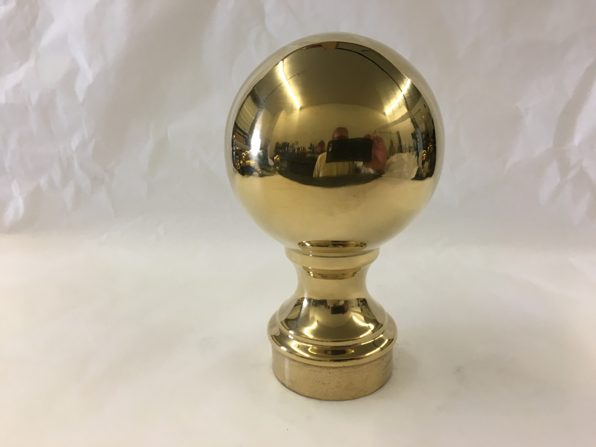 Polished Brass Ball Finial (3 inch globe diameter for 2 inch tubing)