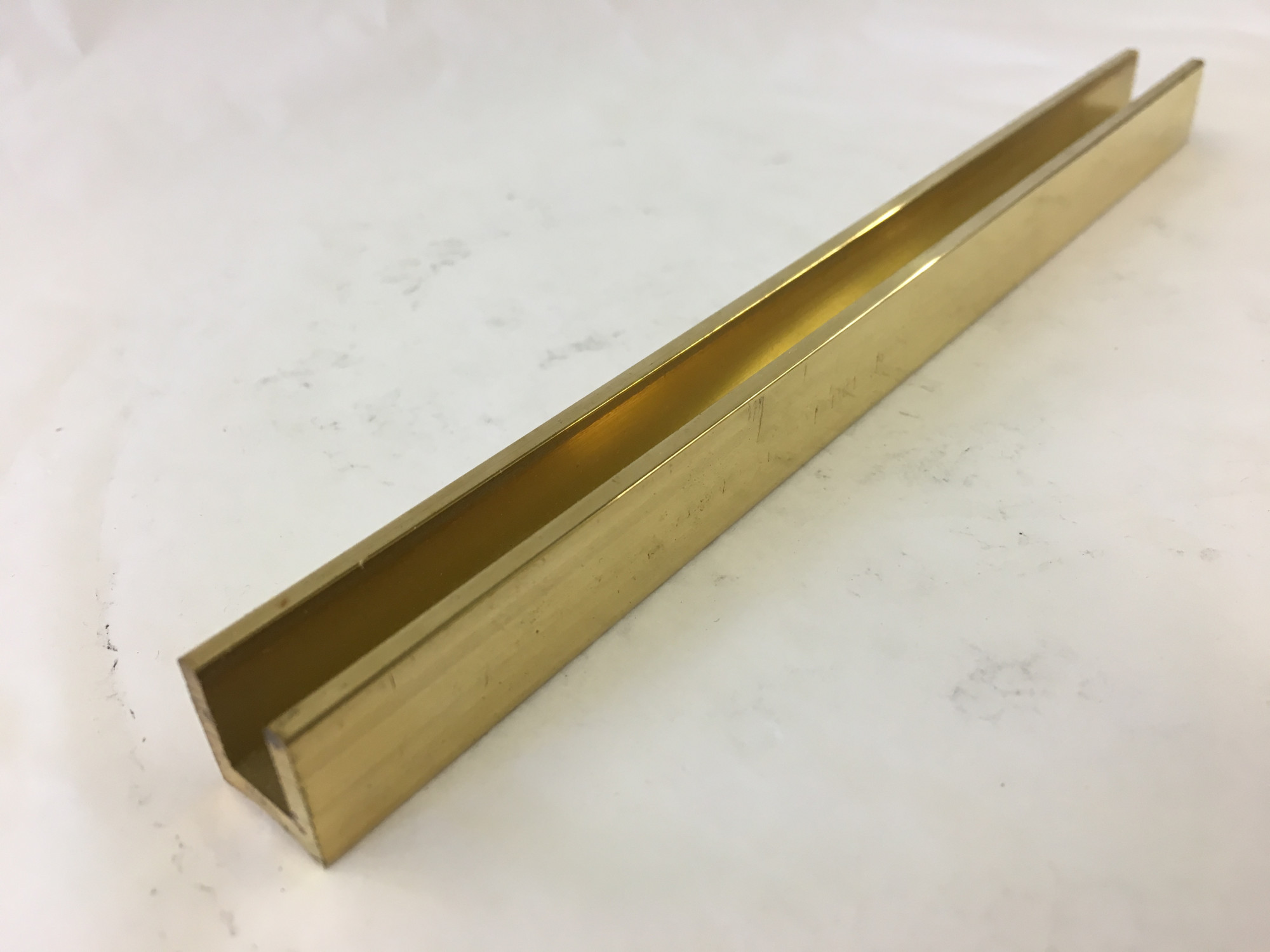 Polished Brass Radius Back Channel (5/8in x 5/8in for 3/8in Insert)