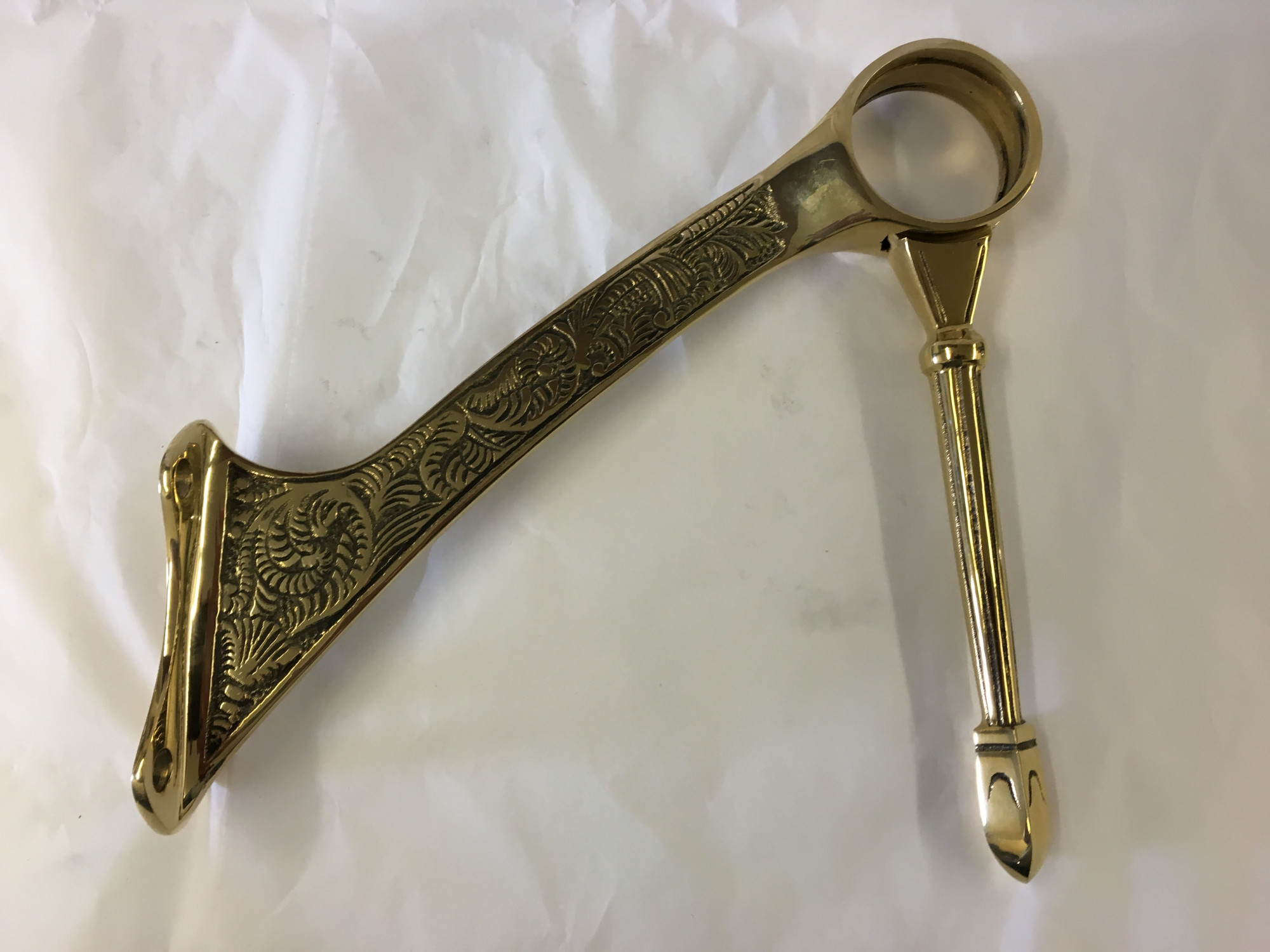 Polished Brass Victorian Bar Bracket With Leg (1-1/2in)