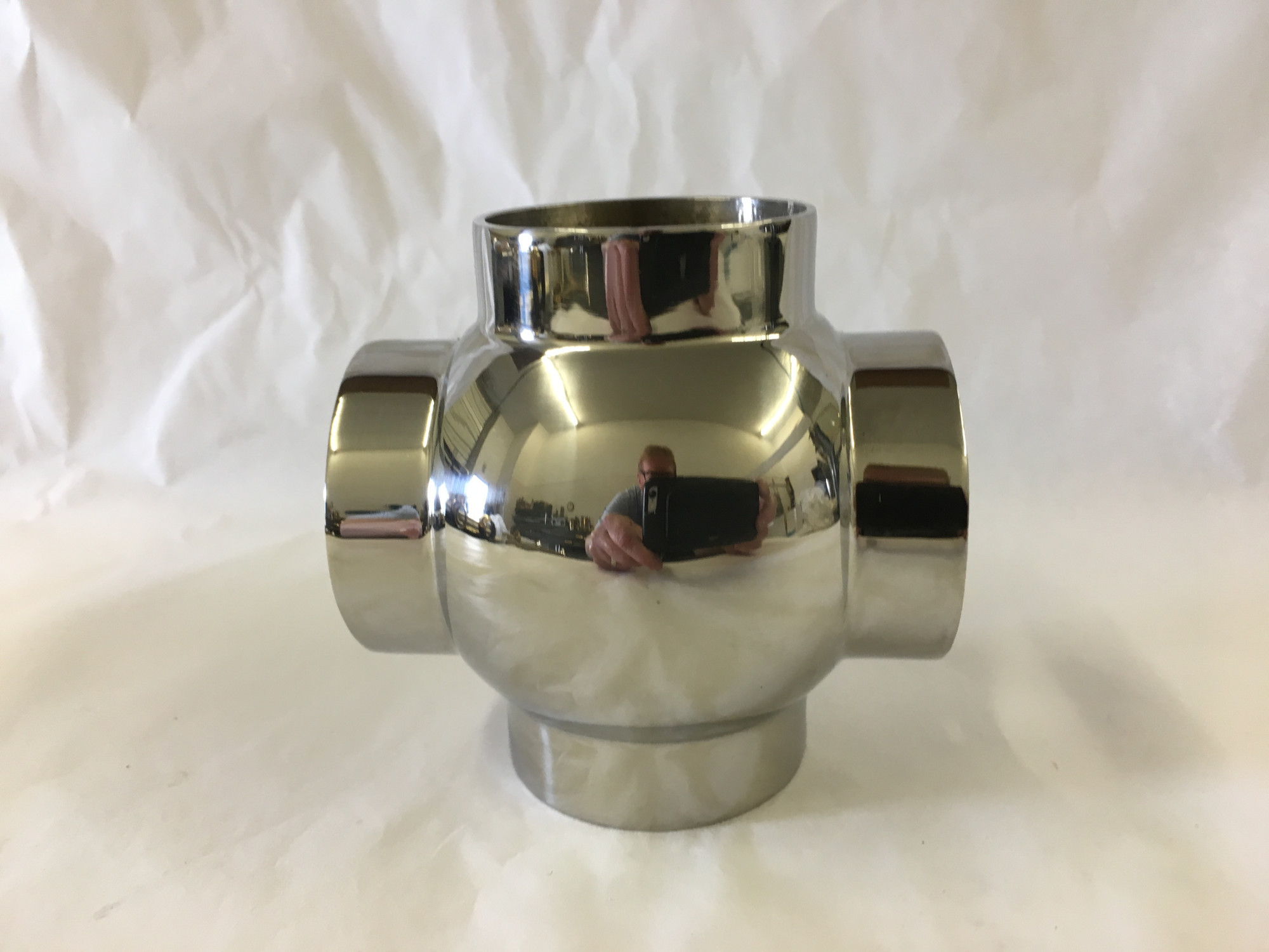 Polished Stainless Ball Cross Fitting (2in)