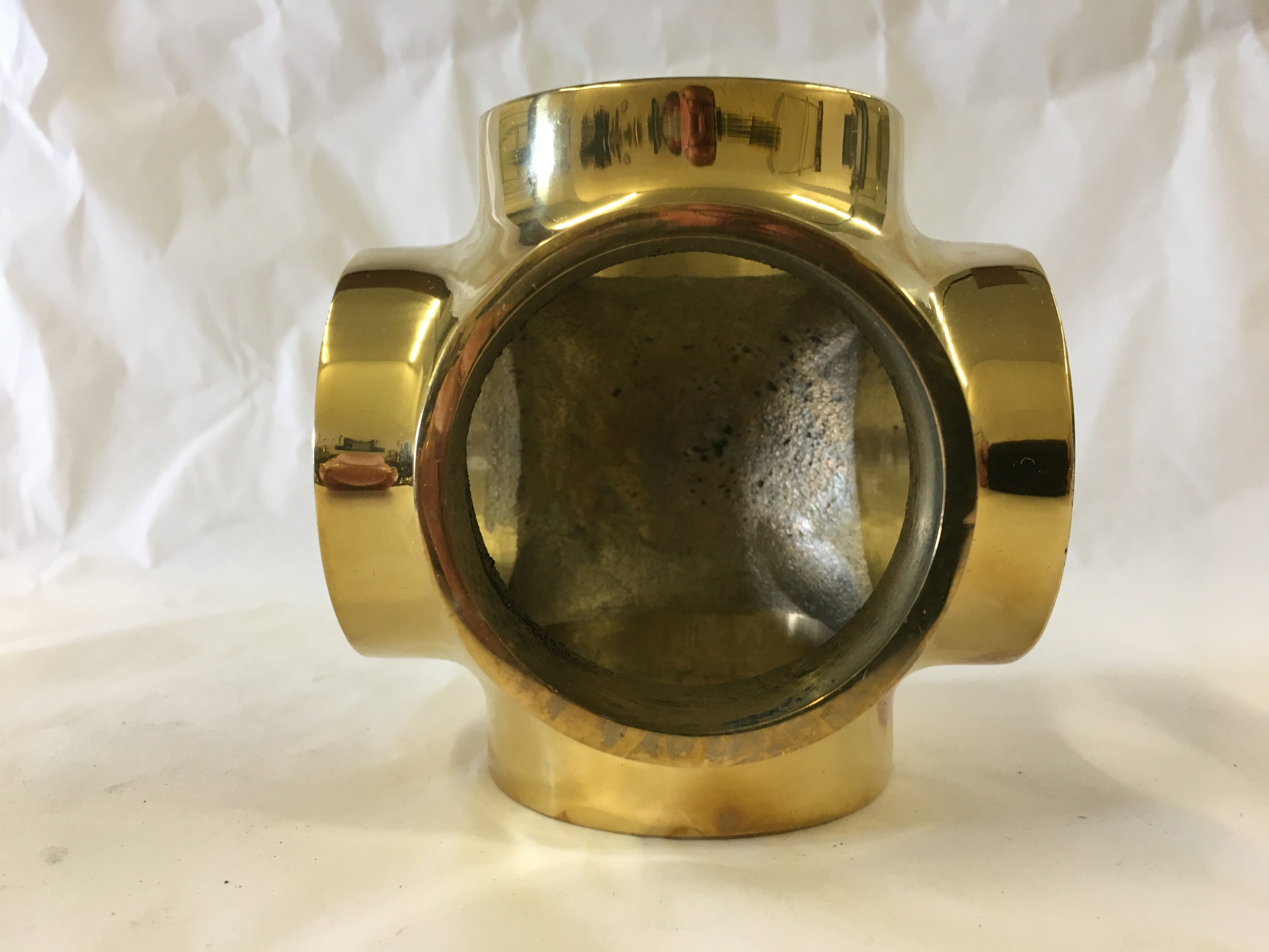 Polished Brass Side Outlet Cross Fitting (1in)