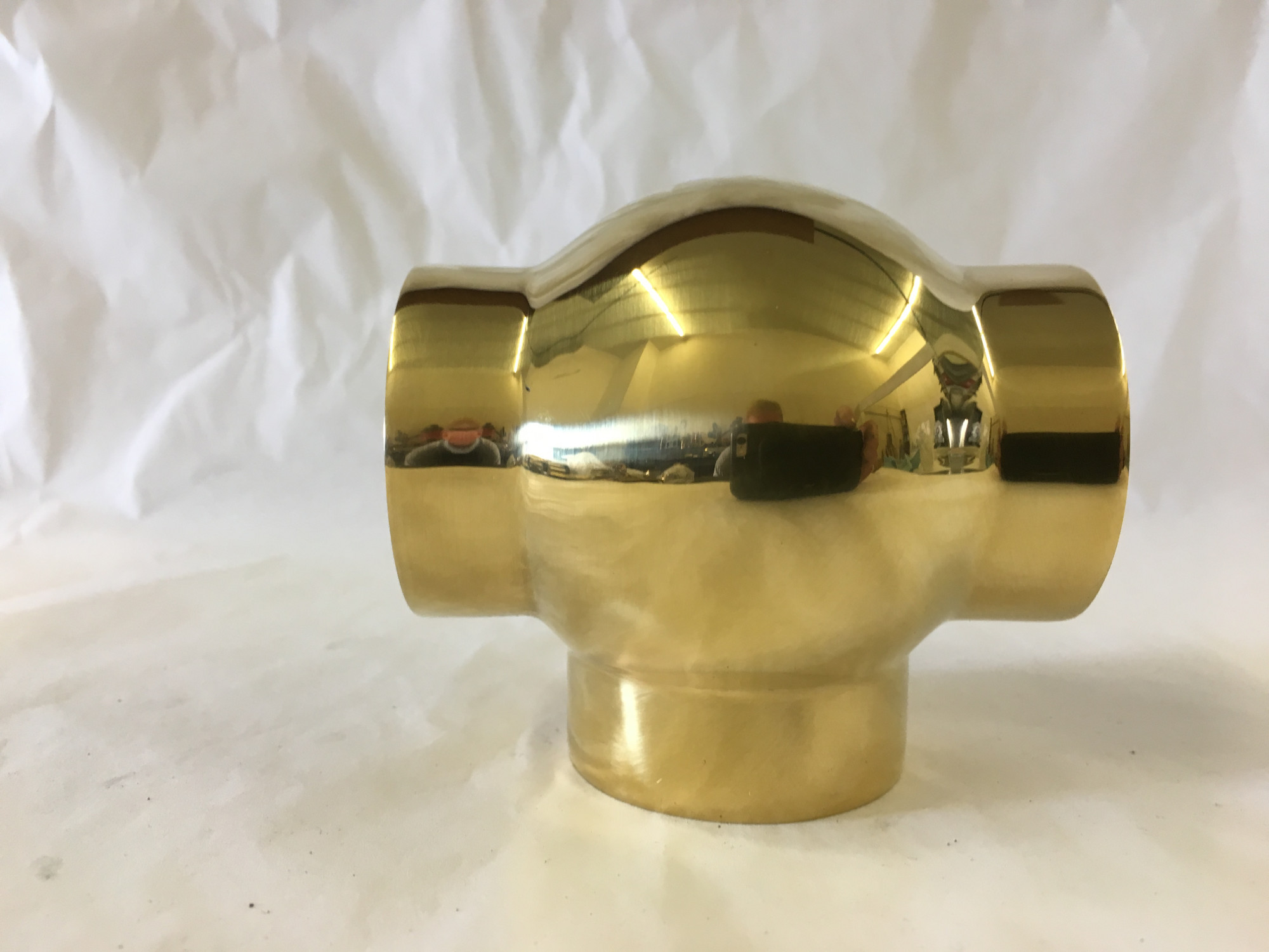Polished Brass Ball Tee Fitting (2in)