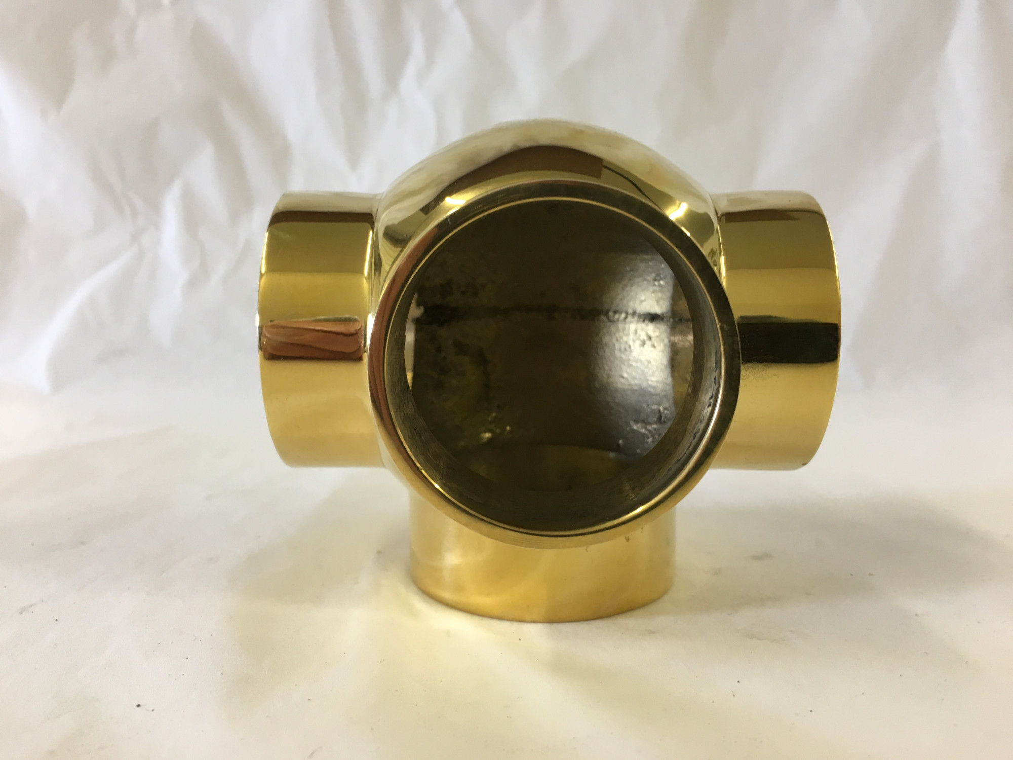 Polished Brass Side Outlet Ball T Fitting (1-1/2in)