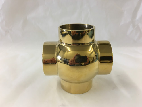 Polished Brass Ball Cross Fitting (1in)