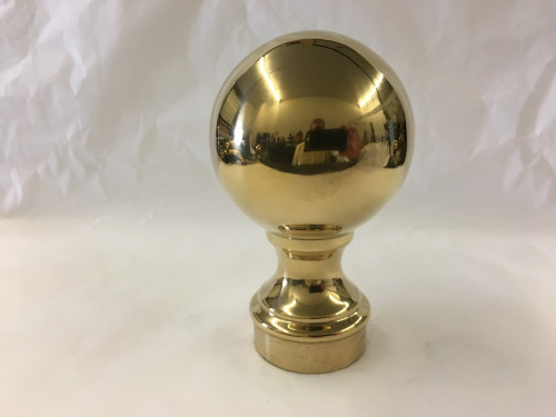 Polished Brass Ball Finial (4 inch globe diameter for 3 inch tubing)