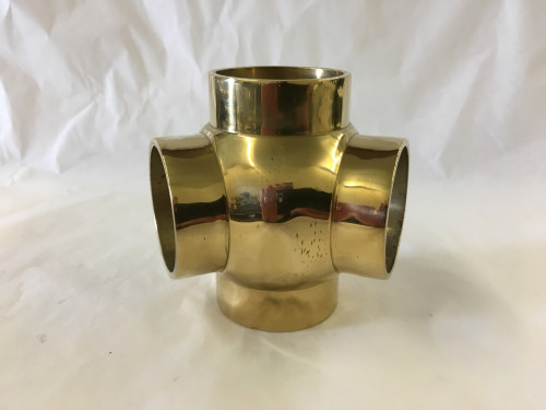 Polished Brass 45° Side Outlet Angle Tee Fitting  (2in)