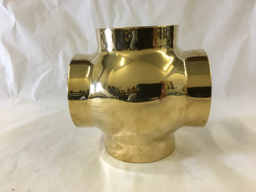 Polished Brass Ball Cross Fitting (2in)