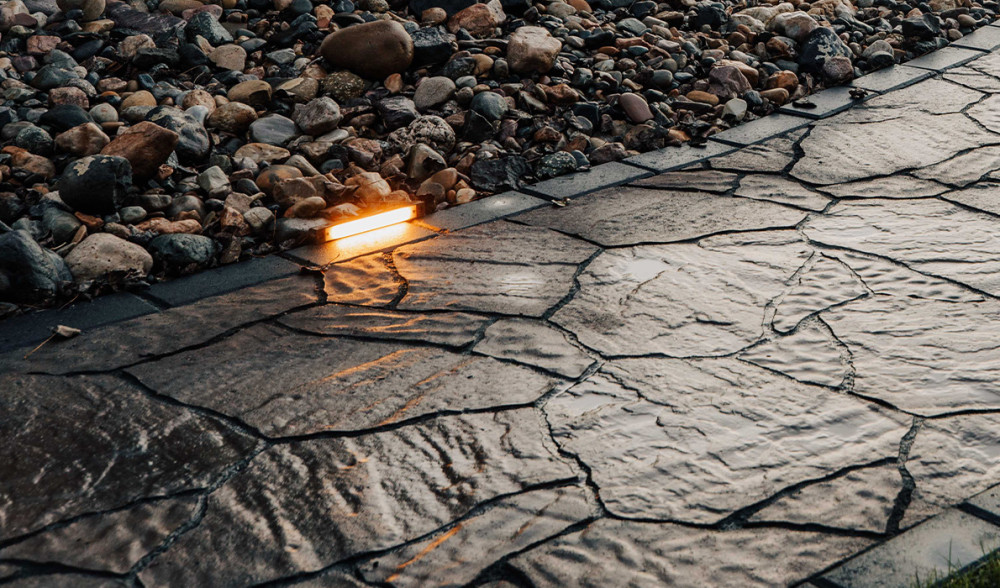 strip light on pavers