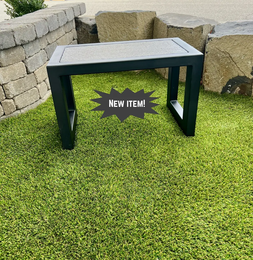 Powder coated steel seat with stone insert
28"Wx16"Dx18"H
Powder coat & stone colors options available