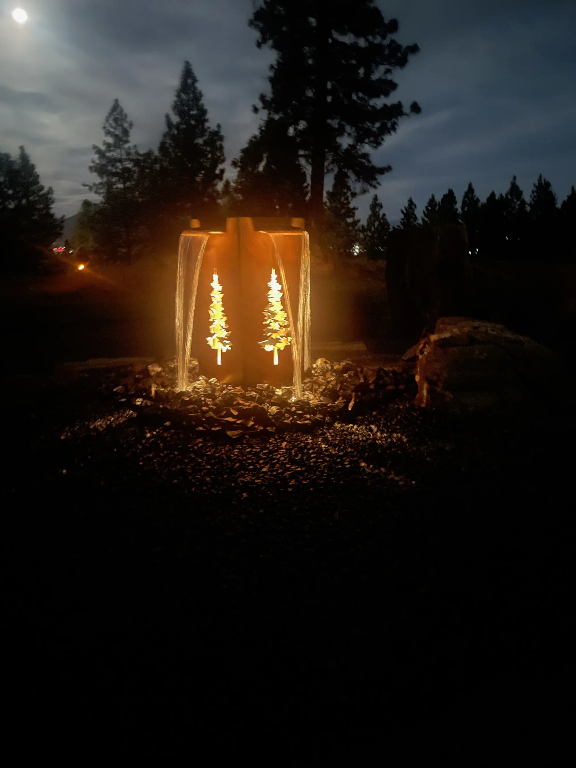 Rusted Steel 4 way tree spillway