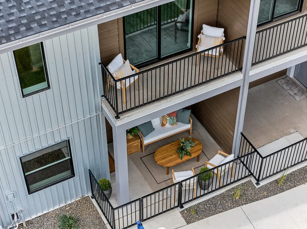 Ariel view of both upper and lower patios