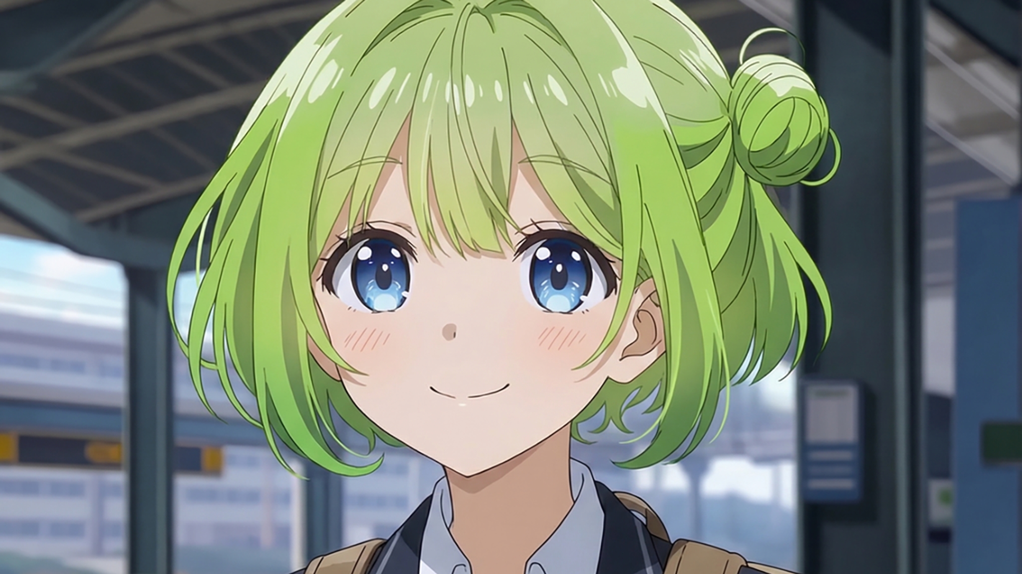 Niji 7 anime screenshot:車站月台的女孩