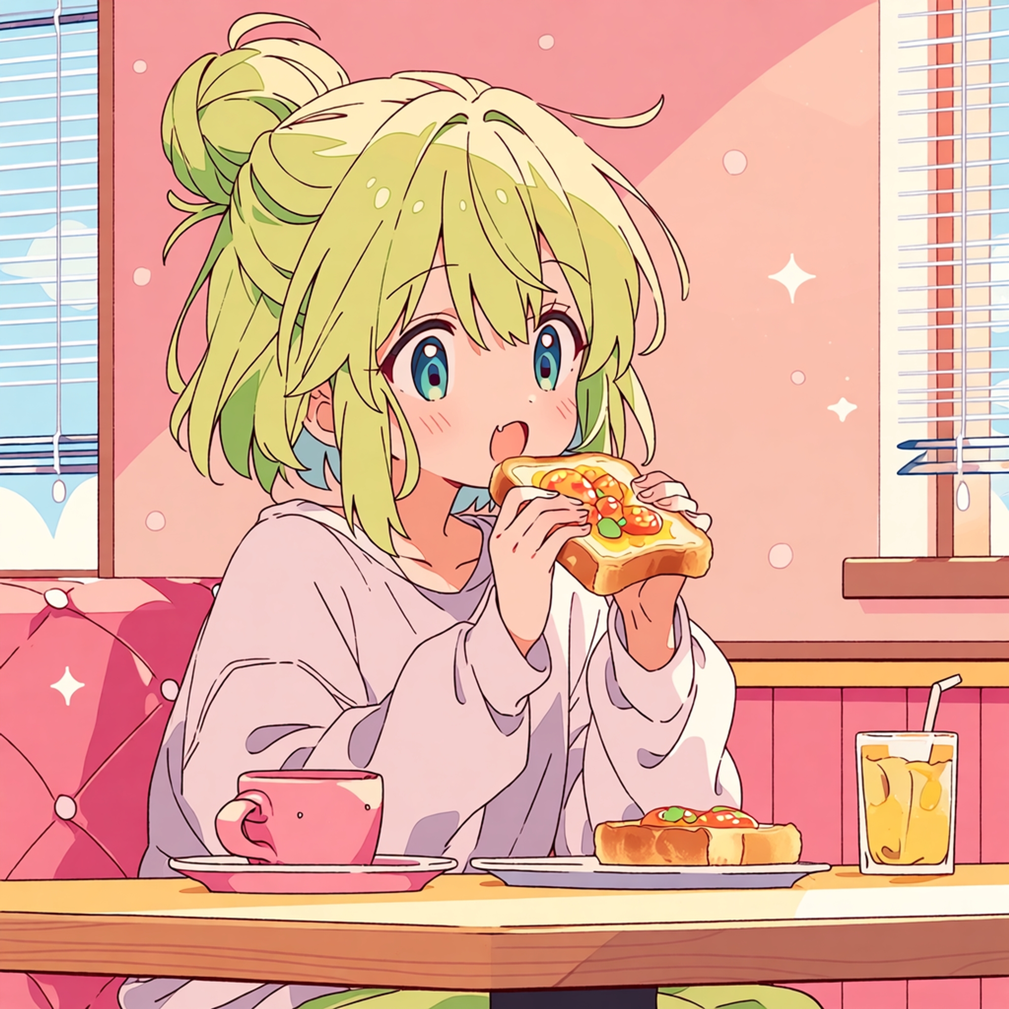 Niji 7 預設風格:粉藍色調咖啡廳