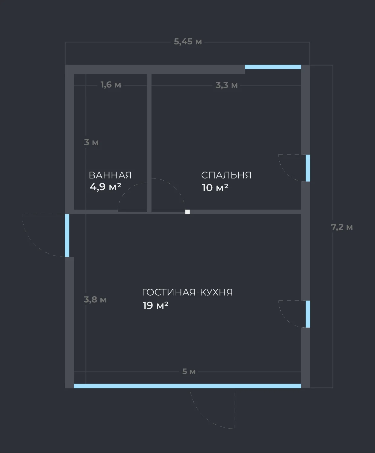 БАРН — планировка 34 м²