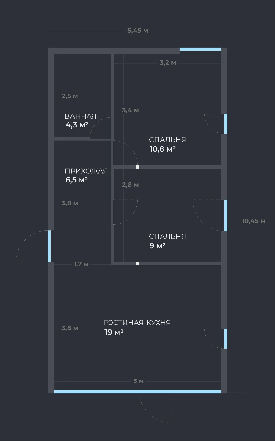 БАРН — планировка 49 м²