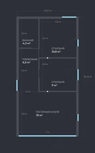БАРН — планировка 49 м²