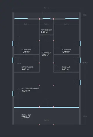 БЕРГ — планировка 76 м², этаж 1