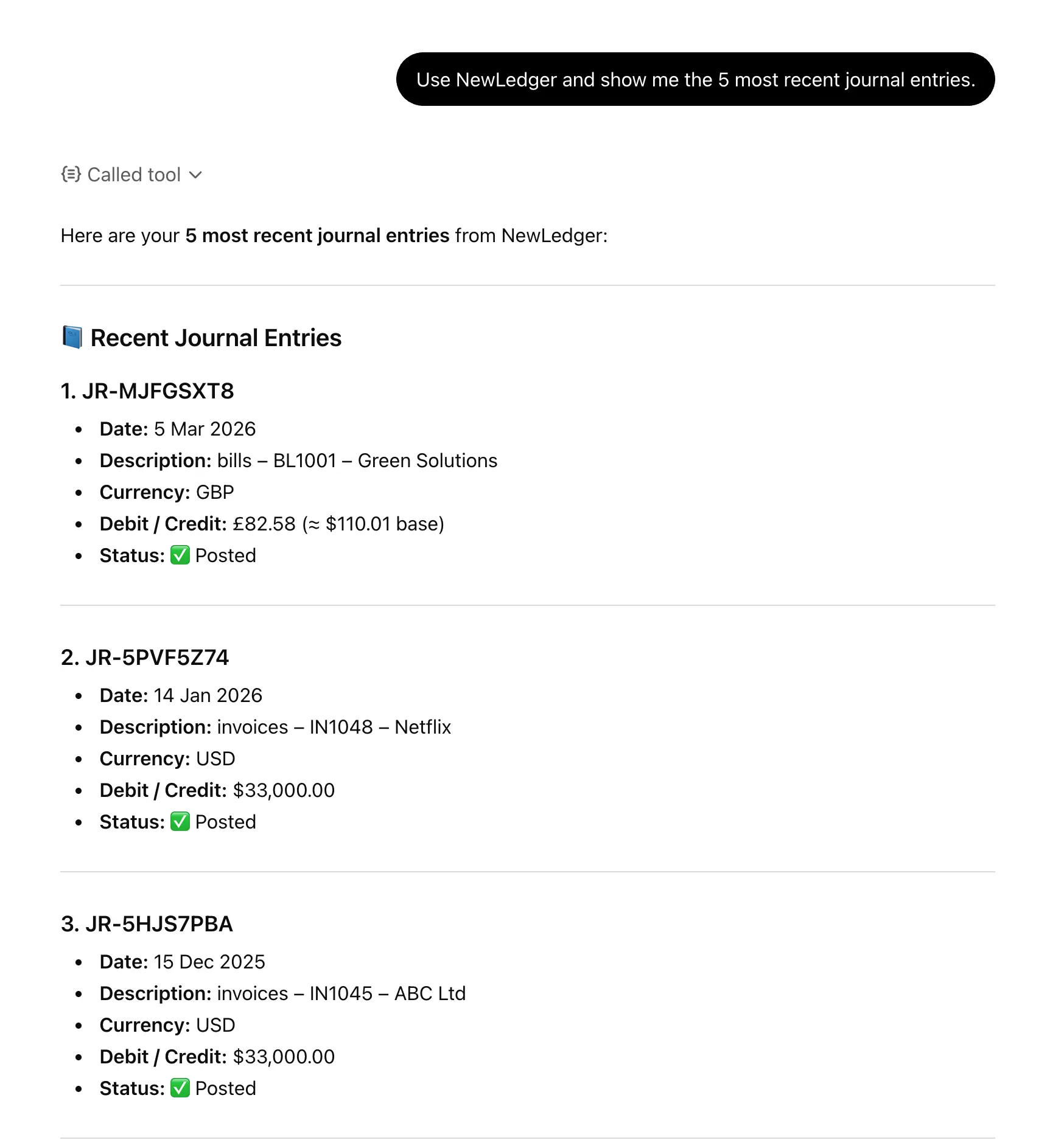 NewLedger MCP journal list tool