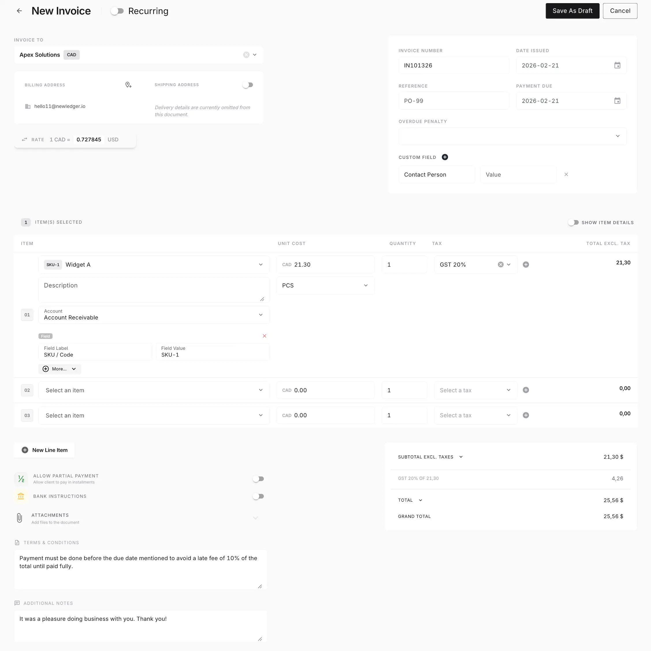 The World's Most Flexible Invoice Form
