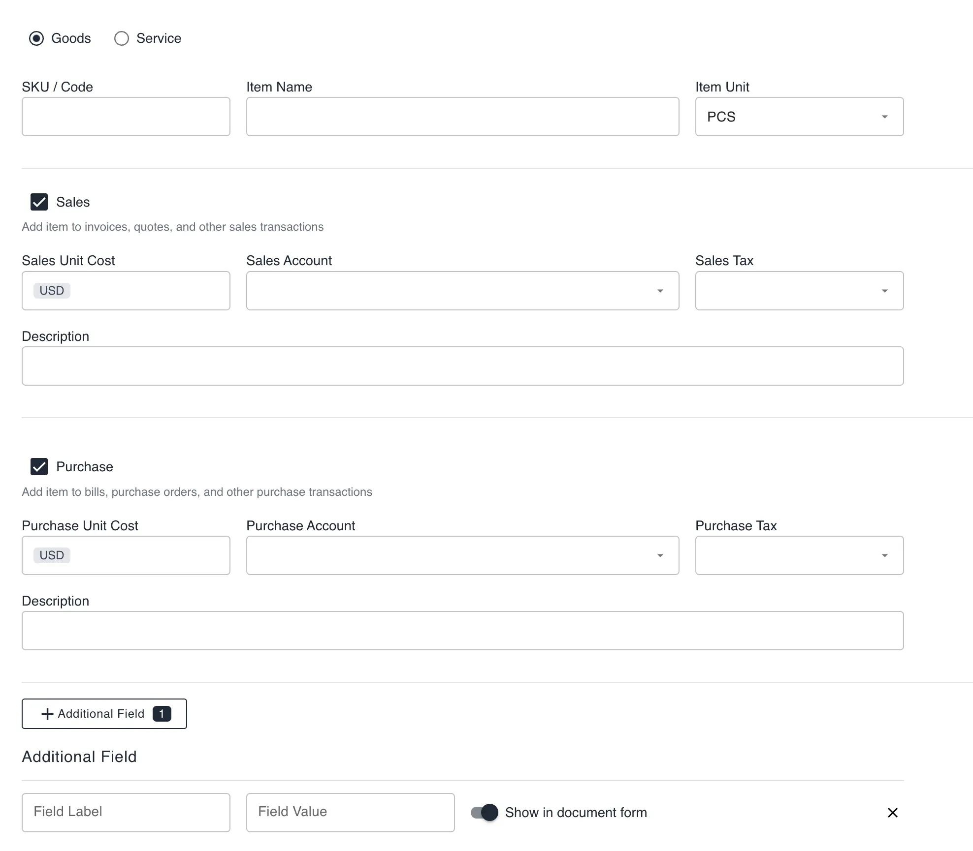 NewLedger Item Form - Unified pricing interface
