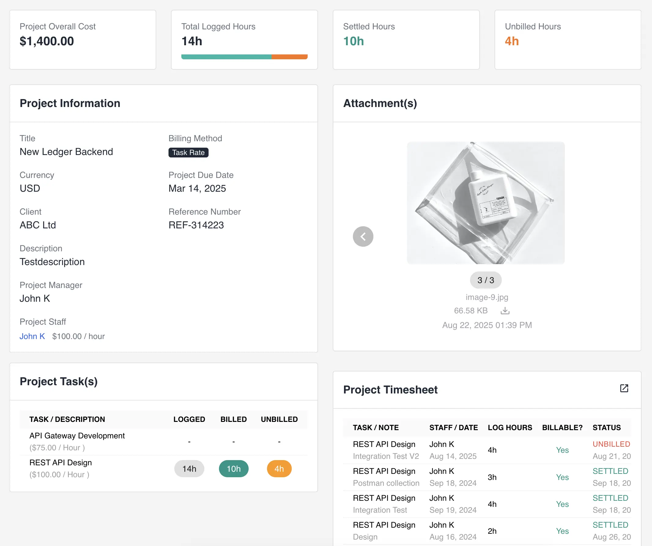 Invoice detail view