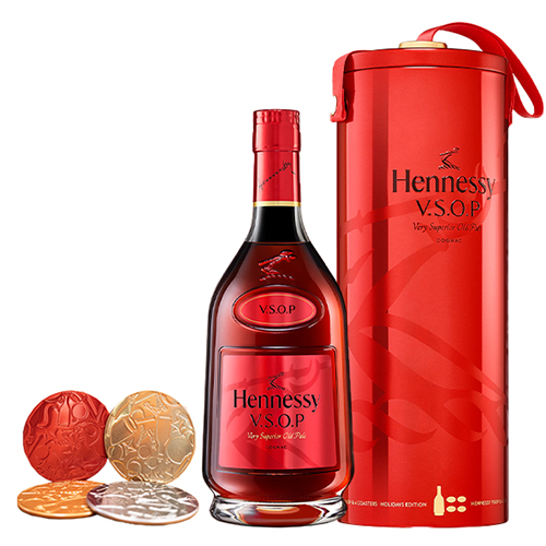 Hennessy VSOP Konjak Gift Box Holiday 2022 Deluxe 0.7L 40% + 4 Coasters