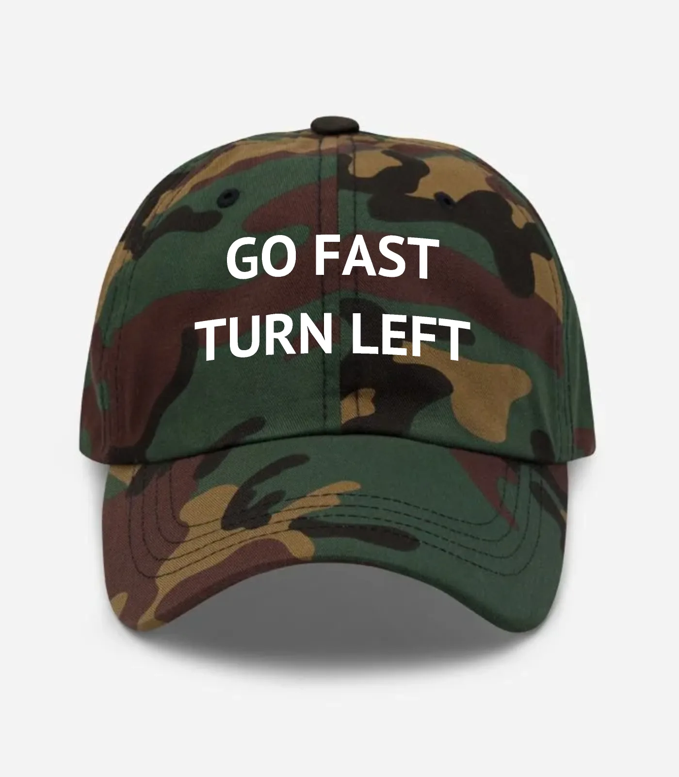 Go Fast Turn Left Hat - Green Camo