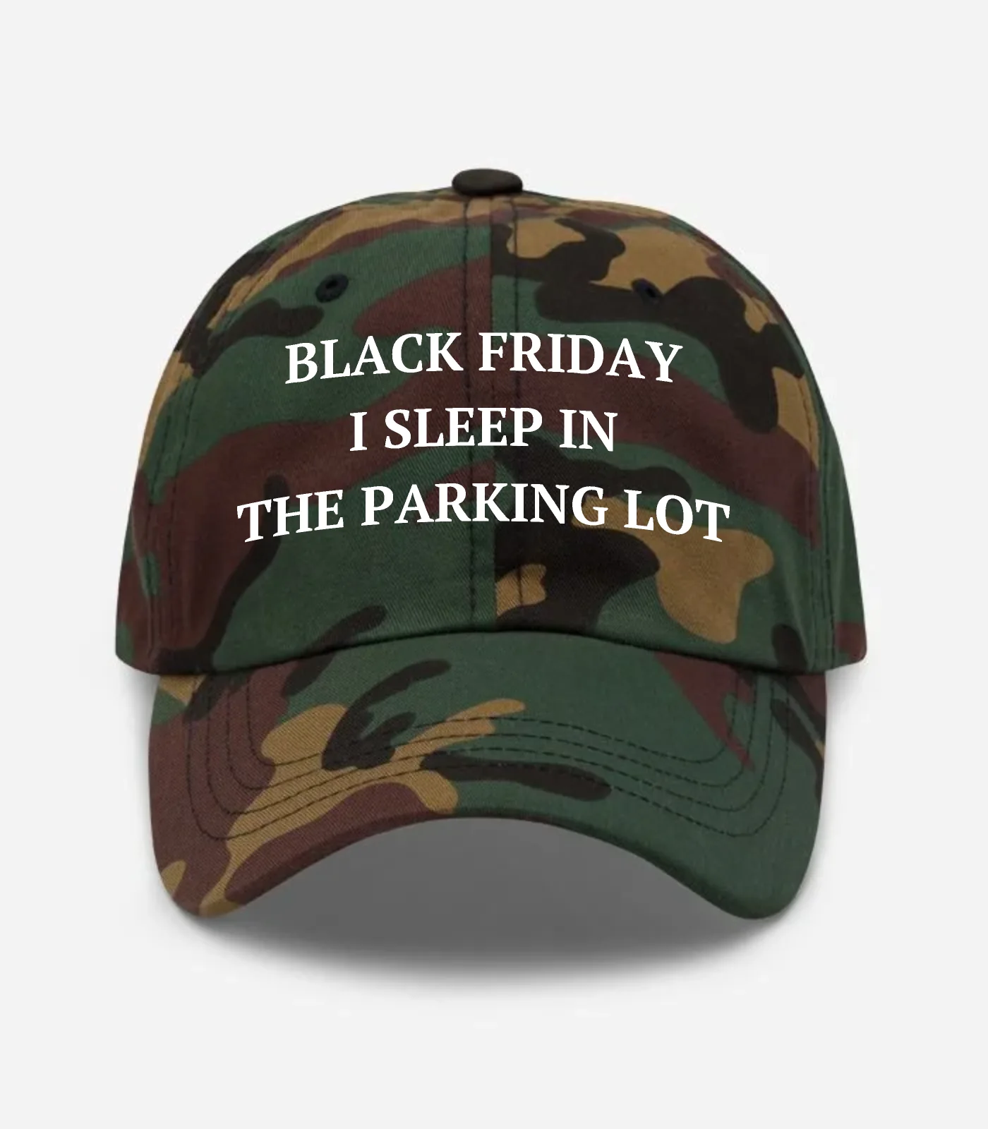 Black Friday I Sleep In The Parking Lot Hat - Green Camo