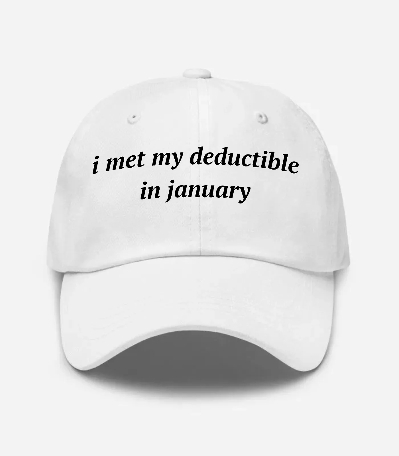 I Met My Deductible In January Hat - White