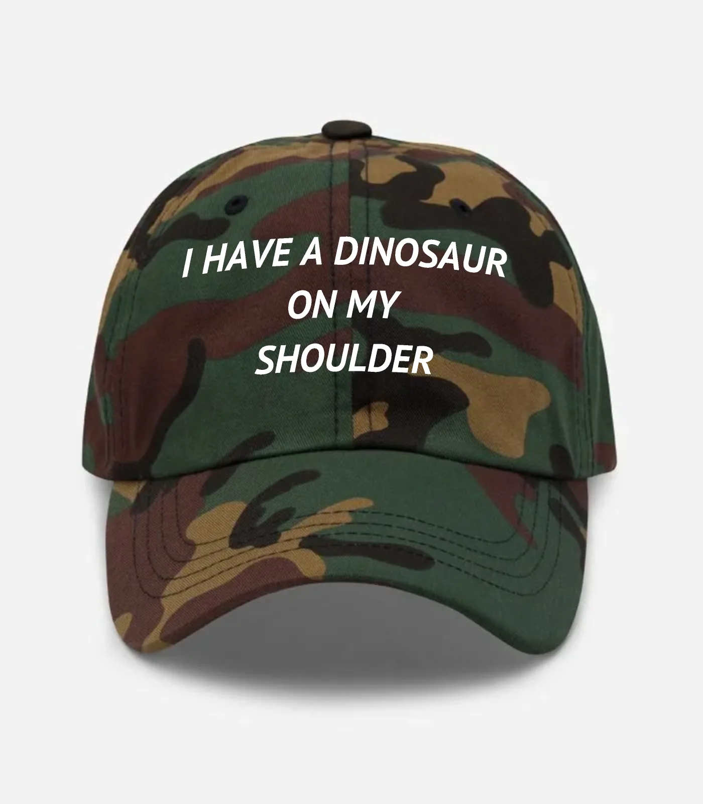I Have A Dinosaur On My Shoulder Hat - Green Camo