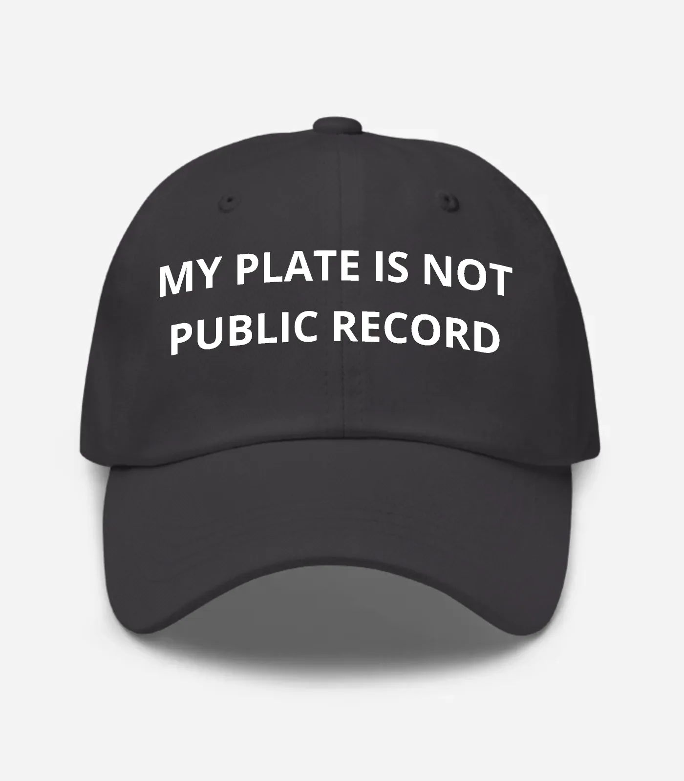 My Plate Is Not Public Record Hat - Dark Grey
