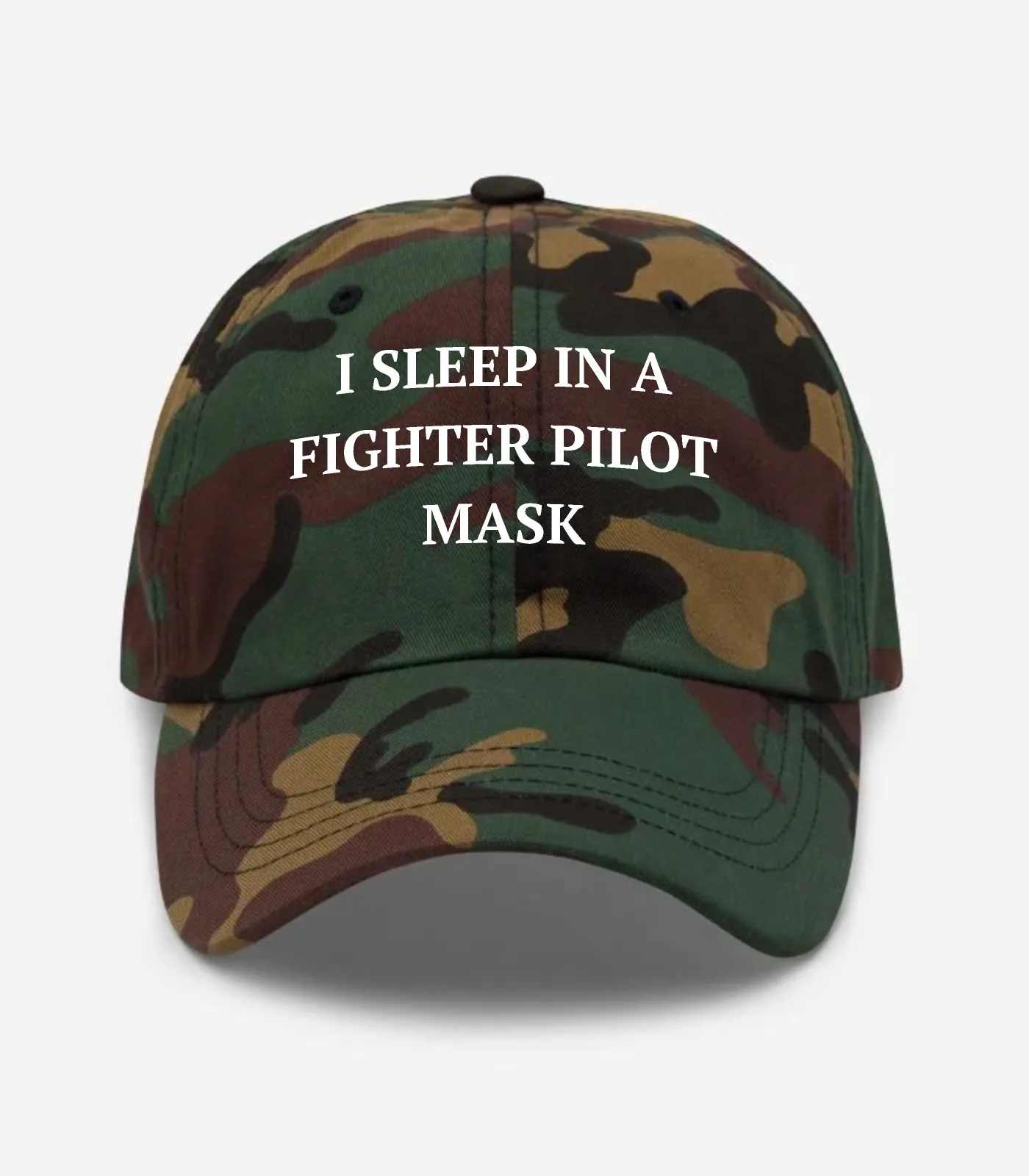 I Sleep In A Fighter Pilot Mask Hat - Green Camo