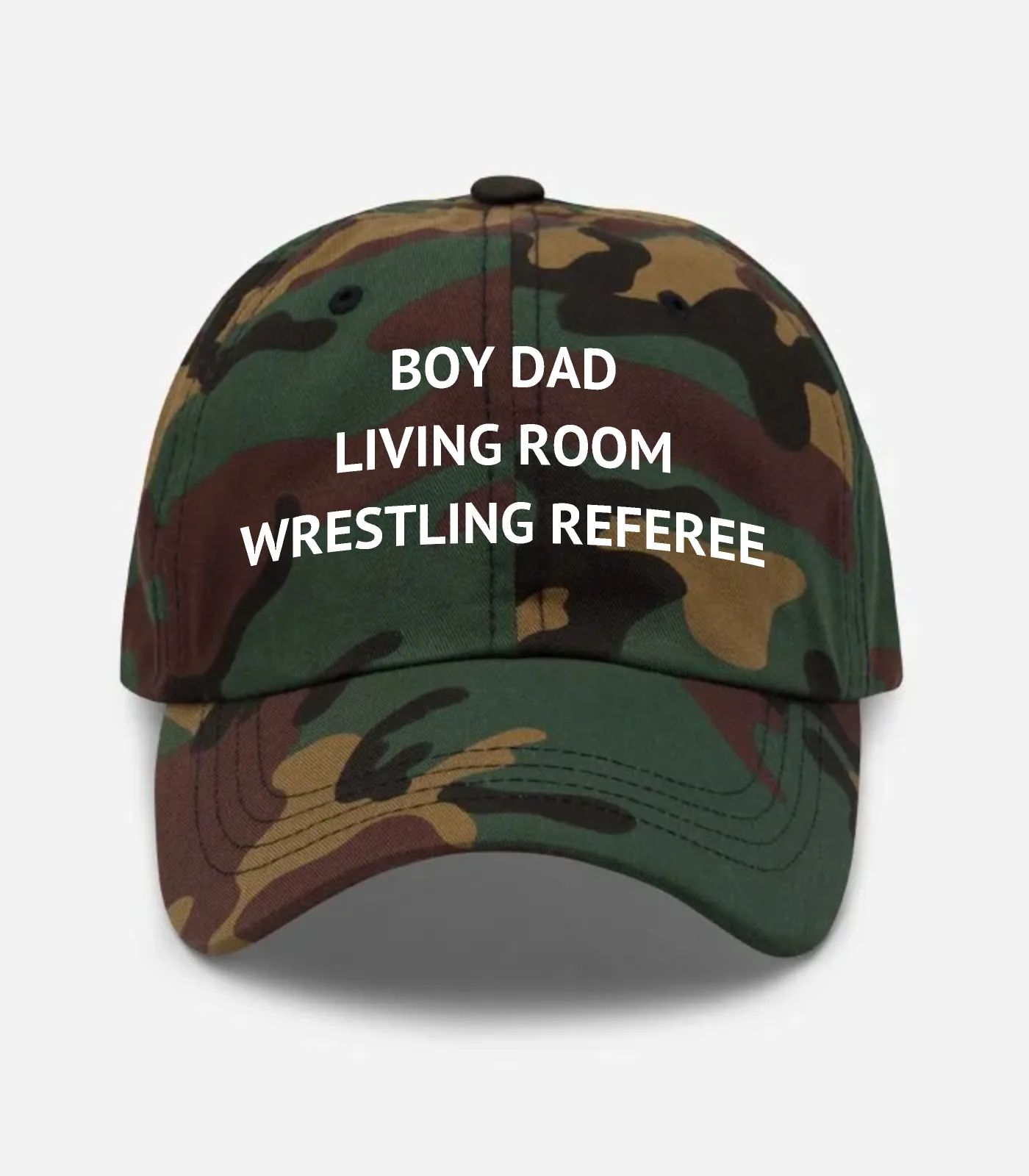 Boy Dad Living Room Wrestling Referee Hat - Green Camo