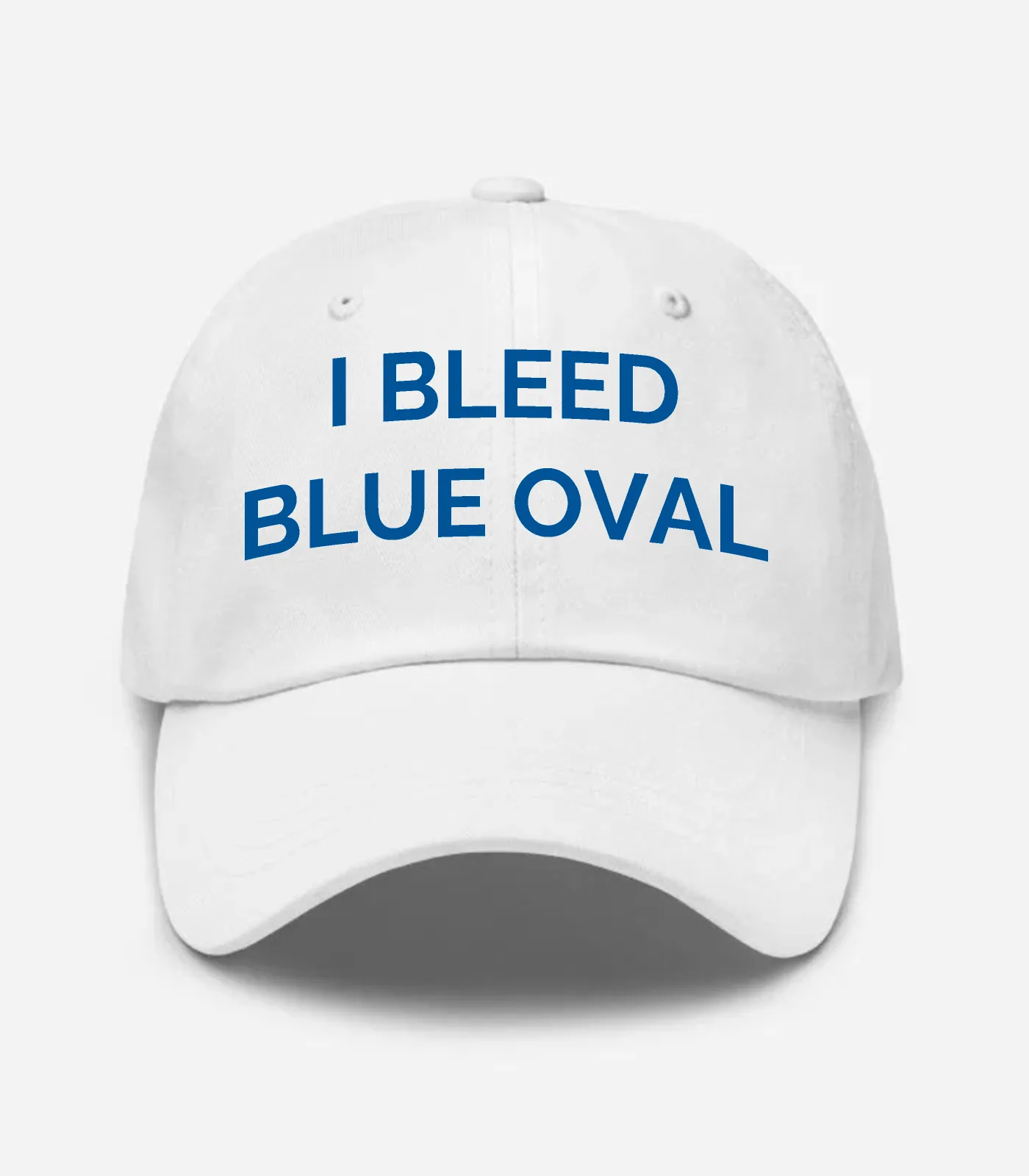 I Bleed Blue Oval Hat - White