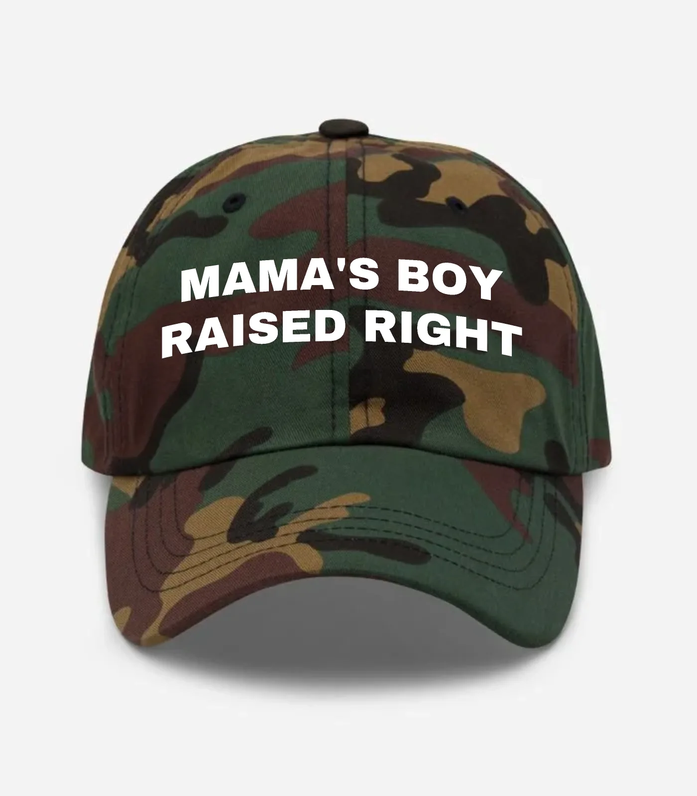 Mama's Boy Raised Right Hat - Green Camo