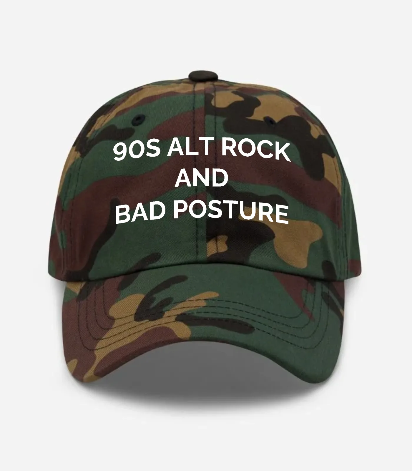 90S Alt Rock And Bad Posture Hat - Green Camo