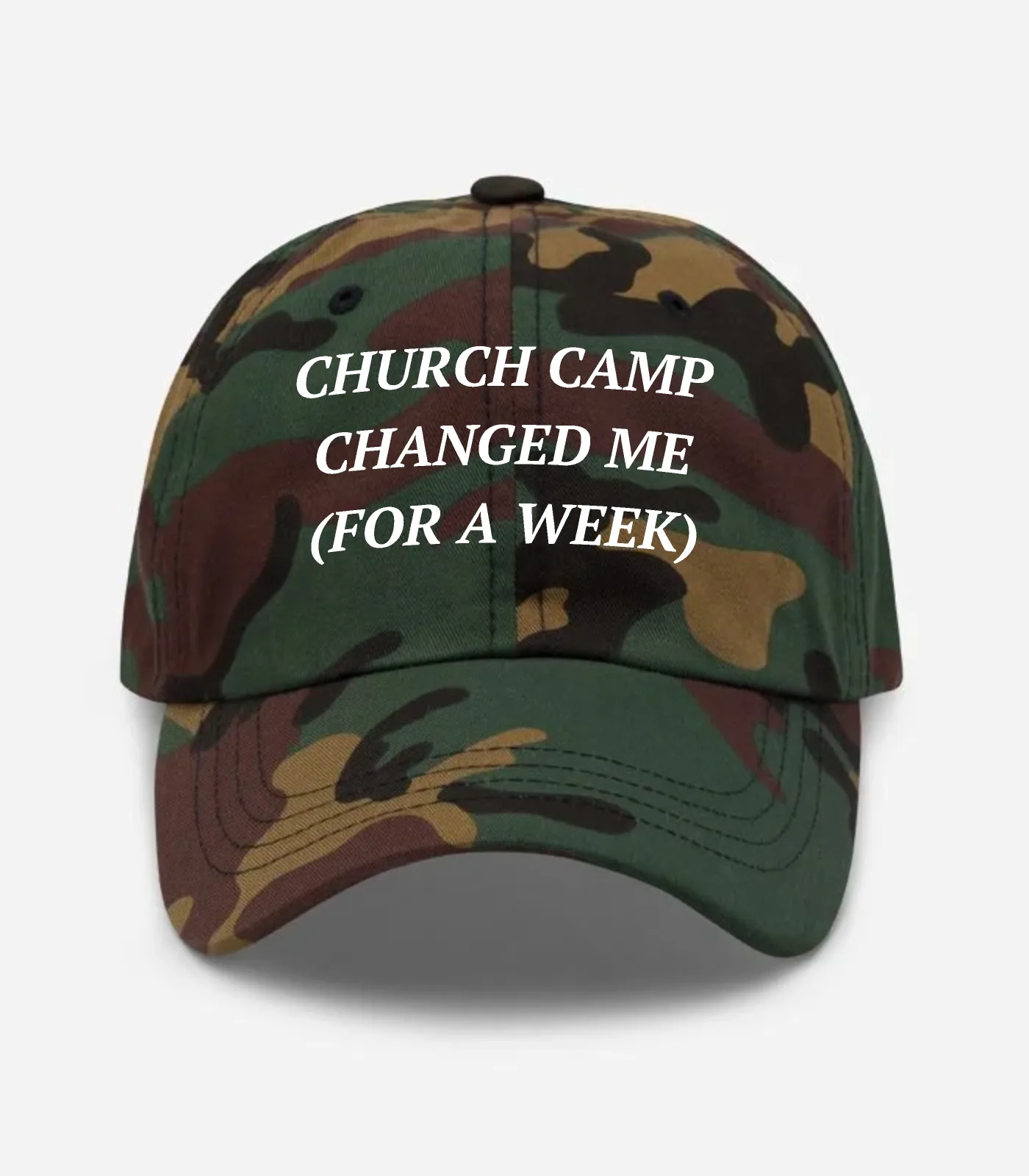 Church Camp Changed Me (For A Week) Hat - Green Camo
