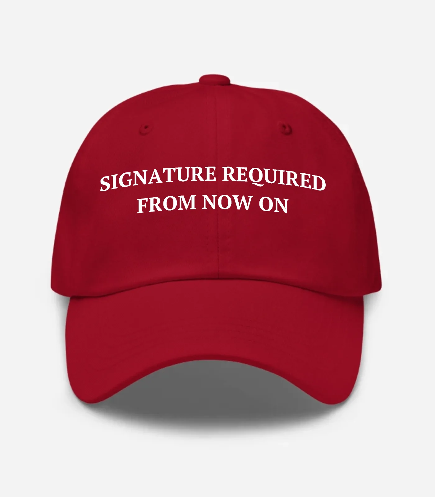 Signature Required From Now On Hat - Cranberry
