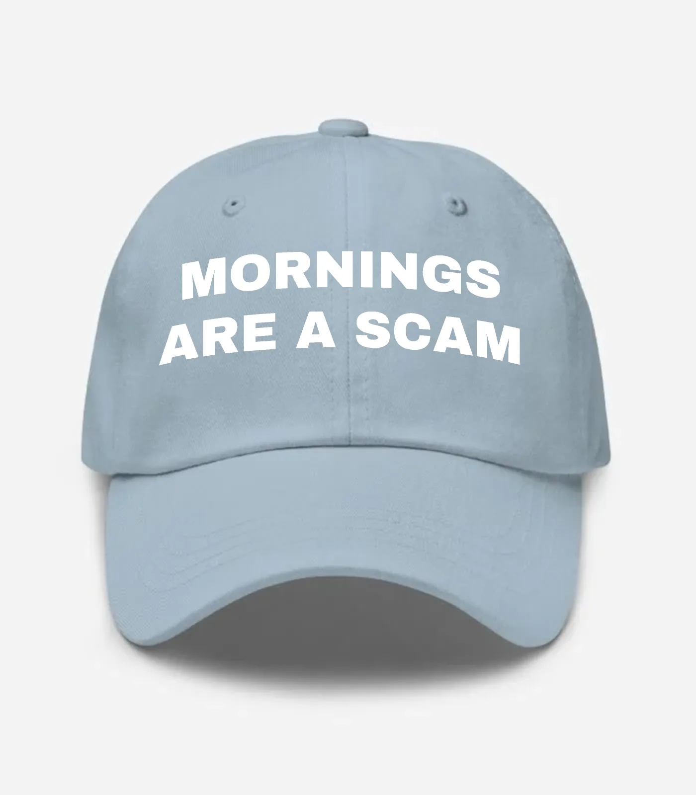 Mornings Are A Scam Hat - Light Blue