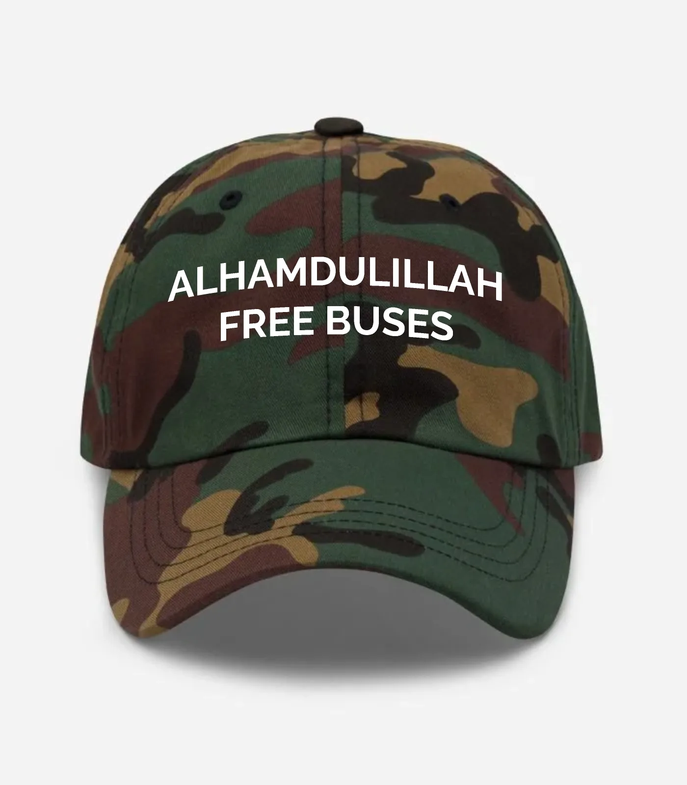 Alhamdulillah Free Buses Hat - Green Camo