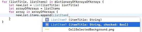 lists choose listitem two property initializer