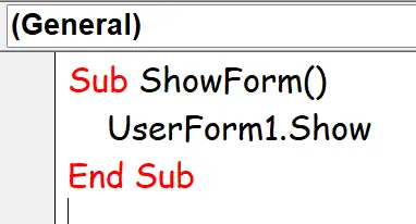 Forms With Vba In Excel example showing showform, or displayit, or even xyz (i’ll use showform – mak