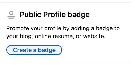LinkedIn Edit Public Profile section with badge creation option