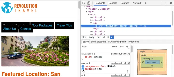 nav styles inline a